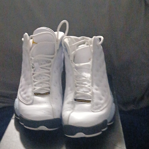 White and Blue High-Top Sneakers - Picture 2 of 4